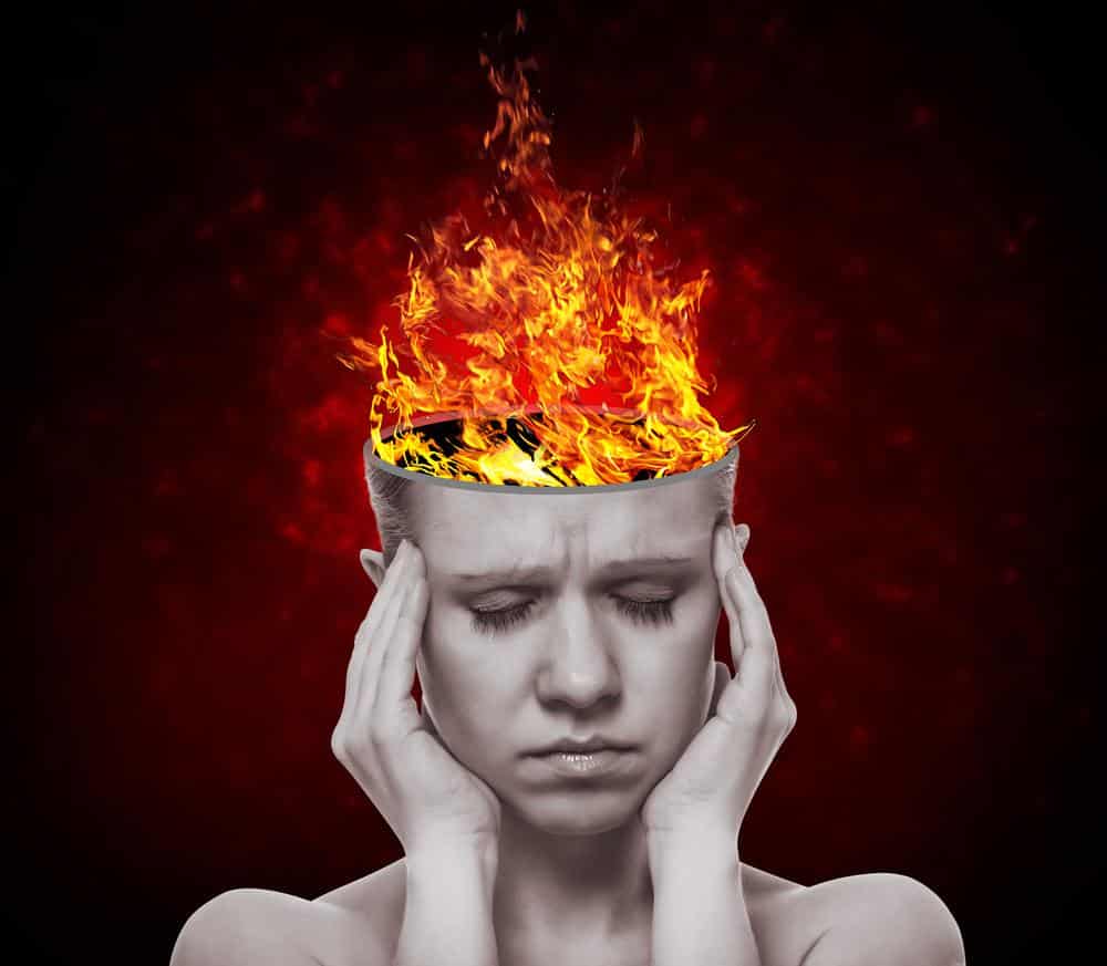 woman with migraine.