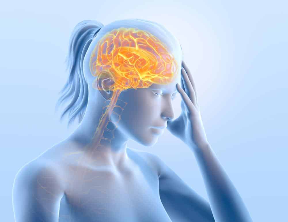 woman with headache.